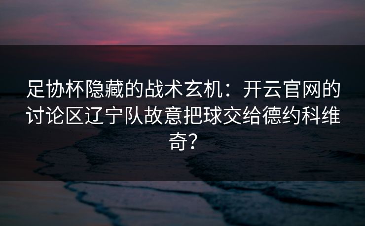 足协杯隐藏的战术玄机：开云官网的讨论区辽宁队故意把球交给德约科维奇？